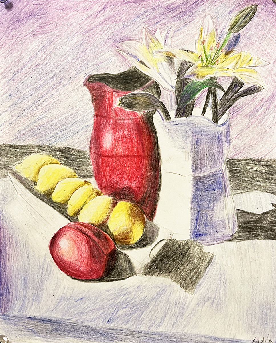 STILL LIFE – COLOR PENCIL OF UTENSIL – The Artistic Poetry